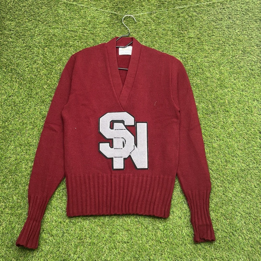 Vintage Letterman Sweater Mens Size 34 Small High School and College 1950s SN